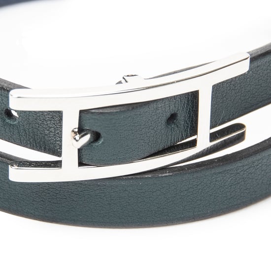 Hermès Behapi Double Tour Bracelet T5 en verde oscuro Cuero de ternero - Image 3