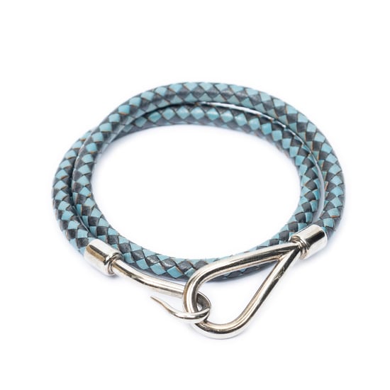 Hermès Braided Jumbo Hook Double Tour Bracelet en negro Cuero de ternero - Image 1
