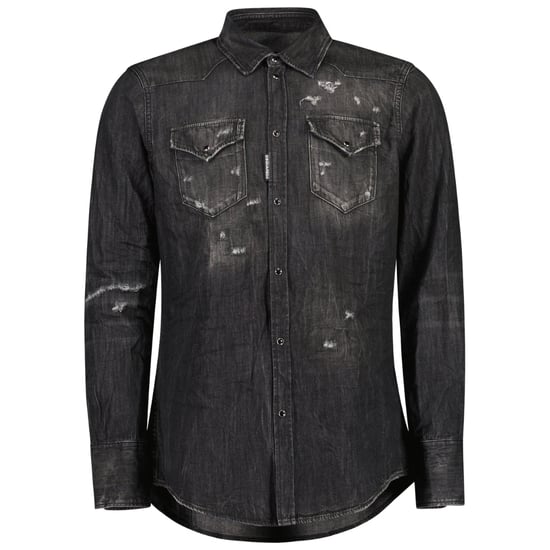 Camisa Vaquera Negra Clásica Estilo Western Desgastada De Dsquared2 - Image 1