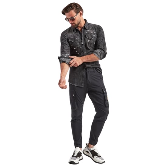 Camisa Vaquera Negra Clásica Estilo Western Desgastada De Dsquared2 - Image 5