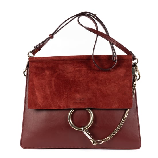 Chloé Medium Faye Bag Medium en Borgoña Cuero de ternera - Image 1