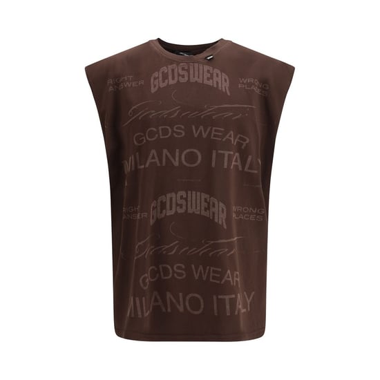 GCDS Camiseta sin mangas de algodón marrón - Image 1