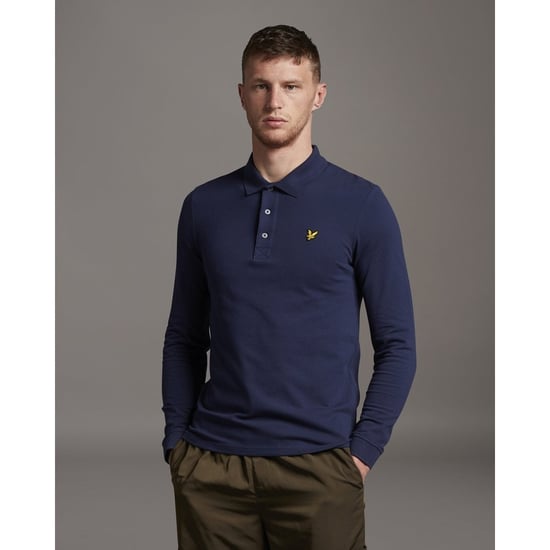 Polo de manga larga azul marino con logo en el pecho de Lyle & Scott - Image 1