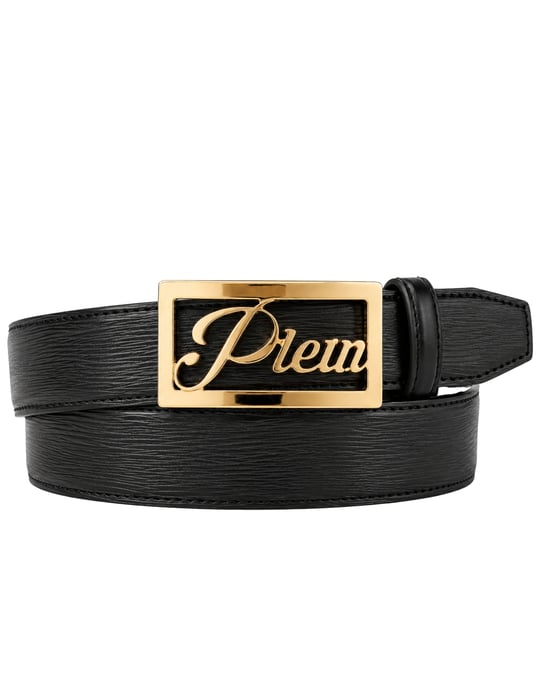 Plein Signature Log Leather Belt - Image 1