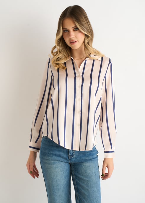 Camisa holgada a rayas azul marino - Image 1