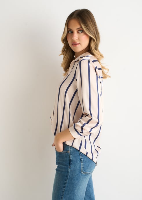 Camisa holgada a rayas azul marino - Image 3