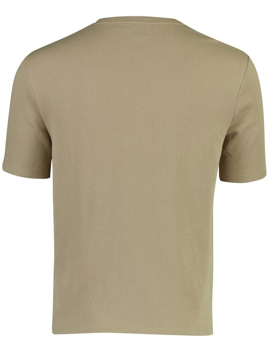 Camiseta BOSS negra de cuello redondo textura de gofre beige - Image 2