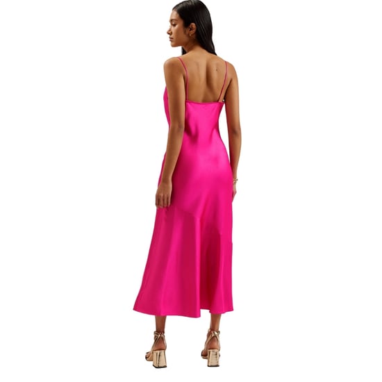 Vestido De Noche Midi Rosa De Satén Con Cuello Drapeado De Ted Baker Tunca - Image 3