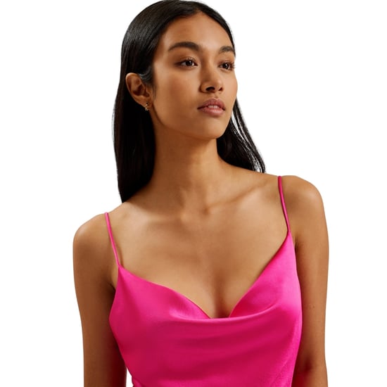 Vestido De Noche Midi Rosa De Satén Con Cuello Drapeado De Ted Baker Tunca - Image 4