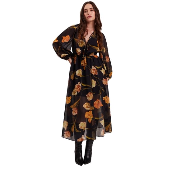 Vestido Midi Negro Con Top De Malla De Ted Baker - Image 3