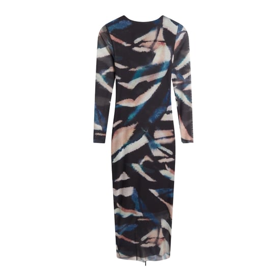 Vestido Negro Ajustado Fruncido De Malla Estampada Ellylou De Ted Baker - Image 3