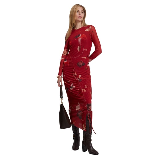 Vestido Midi Rojo Ajustado De Malla Fruncida De Ted Baker Jazzy - Image 2