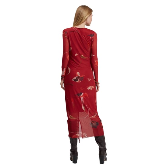 Vestido Midi Rojo Ajustado De Malla Fruncida De Ted Baker Jazzy - Image 5