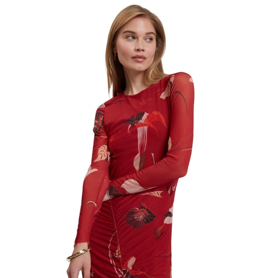 Vestido Midi Rojo Ajustado De Malla Fruncida De Ted Baker Jazzy - Image 6