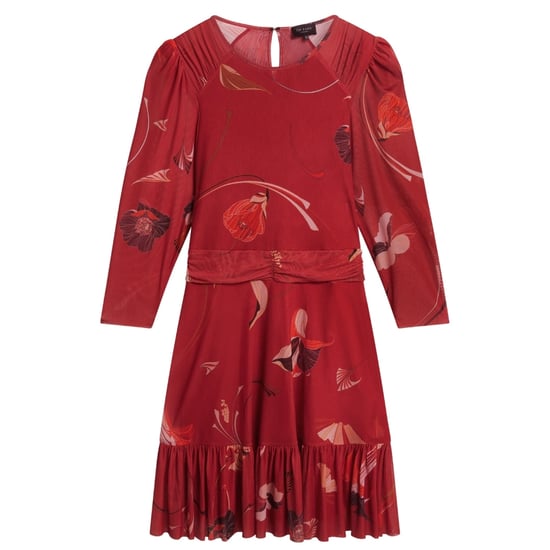 Minivestido Rojo De Malla Con Hombros Fruncidos Estilo Skater De Ted Baker - Image 1