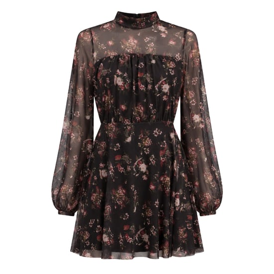 Minivestido Negro De Malla Con Estampado Floral Y Manga Larga Avetta De Ted Baker - Image 1