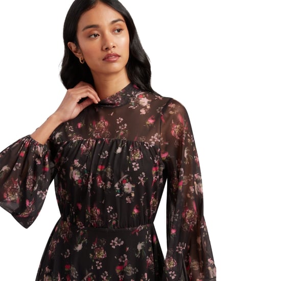 Minivestido Negro De Malla Con Estampado Floral Y Manga Larga Avetta De Ted Baker - Image 3