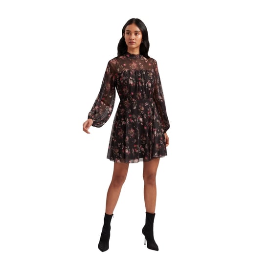 Minivestido Negro De Malla Con Estampado Floral Y Manga Larga Avetta De Ted Baker - Image 5