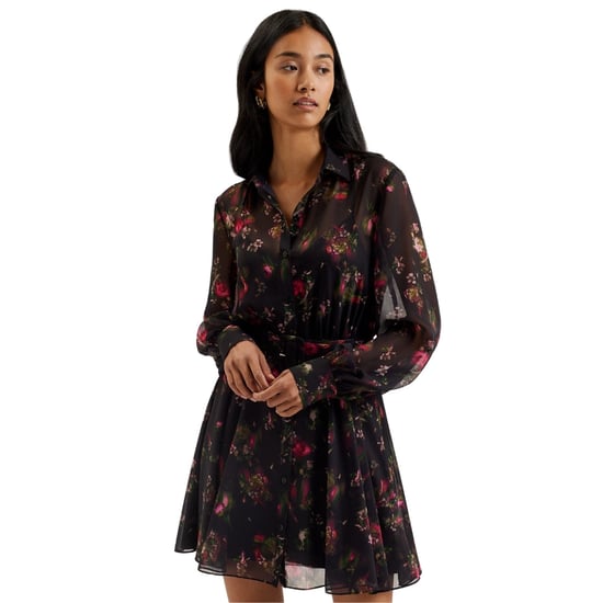 Vestido Negro De Manga Larga Con Cuello Estampado Y Botones, Modelo Ebene De Ted Baker - Image 2