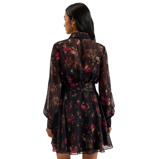 Vestido Negro De Manga Larga Con Cuello Estampado Y Botones, Modelo Ebene De Ted Baker - Image 5