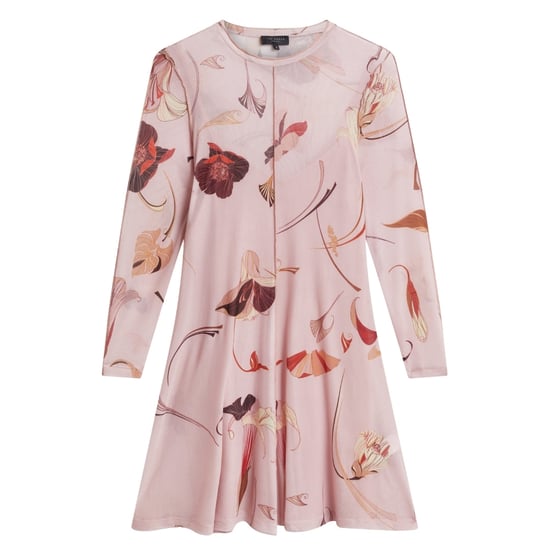 Vestido Midi Rosa Claro De Manga Larga Con Malla De Ted Baker - Image 1