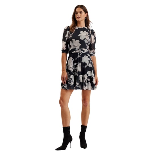 Minivestido Negro De Malla Con Hombros Fruncidos Carmel De Ted Baker - Image 2