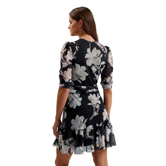 Minivestido Negro De Malla Con Hombros Fruncidos Carmel De Ted Baker - Image 4
