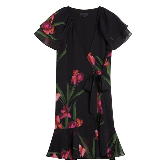 Minivestido Negro Cruzado Con Mangas Estilo Ángel De Ted Baker - Image 1