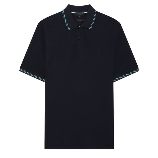 Polo Azul Marino De Jacquard Con Estampado A Cuadros De Ted Baker Ss - Image 1