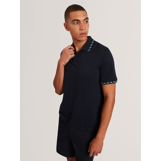 Polo Azul Marino De Jacquard Con Estampado A Cuadros De Ted Baker Ss - Image 3