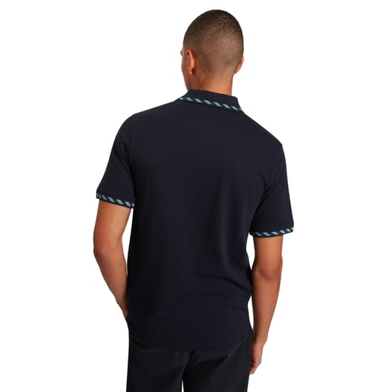 Polo Azul Marino De Jacquard Con Estampado A Cuadros De Ted Baker Ss - Image 5