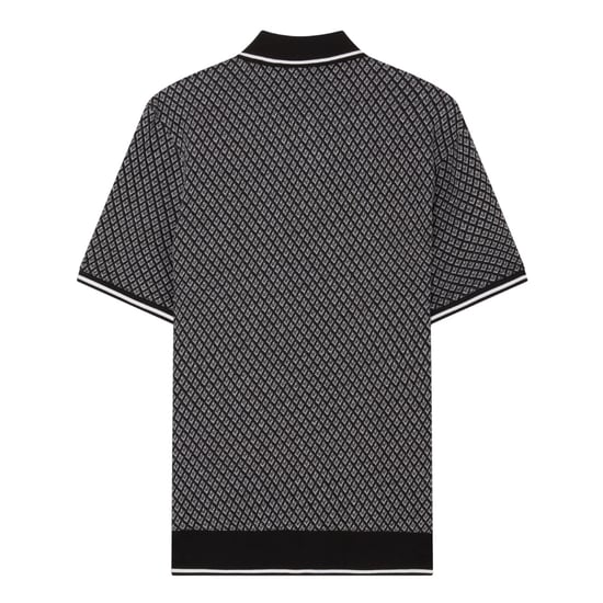 Polo Negro Texturizado Geométrico De Manga Corta Regular De Ted Baker - Image 2