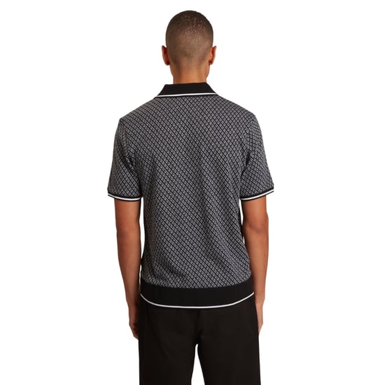 Polo Negro Texturizado Geométrico De Manga Corta Regular De Ted Baker - Image 4