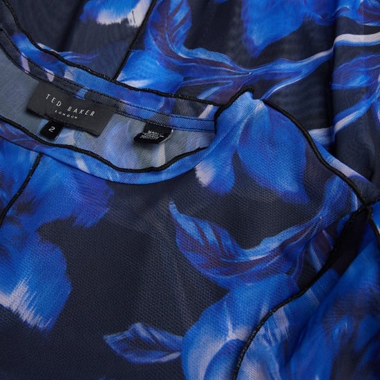 Vestido Midi Azul Estampado De Manga Larga Con Malla Rozeen De Ted Baker - Image 5
