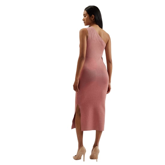 Vestido Midi Rosa Pálido De Punto Lurex Con Un Solo Hombro Kaleyy De Ted Baker - Image 3