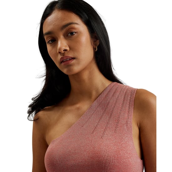 Vestido Midi Rosa Pálido De Punto Lurex Con Un Solo Hombro Kaleyy De Ted Baker - Image 4