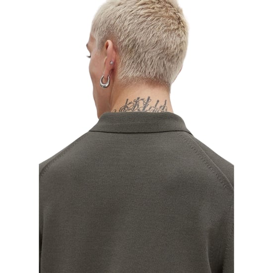 Polo De Punto De Manga Larga Verde Liso Fred Perry - Image 4