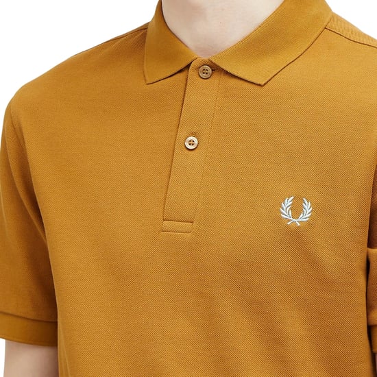 Polo Fred Perry Classic Color Azul Caramelo Oscuro Con Logo - Image 4