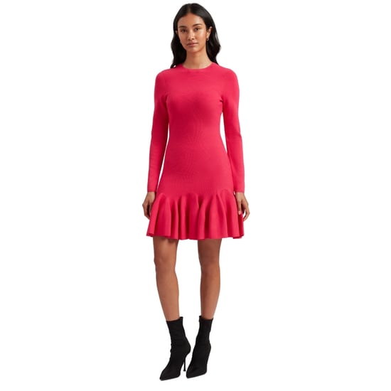 Minivestido Fucsia De Manga Larga Con Falda Abatible Loisss De Ted Baker - Image 3