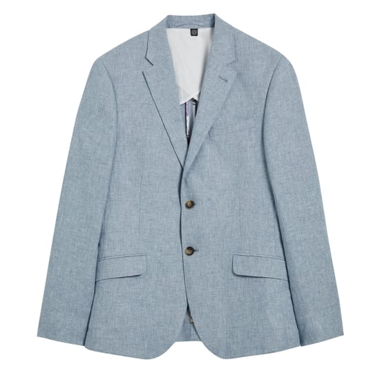Chaqueta Tipo Blazer Azul De Algodón Y Lino Damasco Ajustado De Ted Baker - Image 1