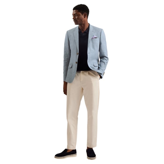 Chaqueta Tipo Blazer Azul De Algodón Y Lino Damasco Ajustado De Ted Baker - Image 2
