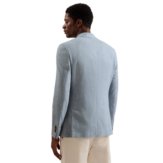 Chaqueta Tipo Blazer Azul De Algodón Y Lino Damasco Ajustado De Ted Baker - Image 6
