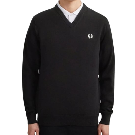 Jersey Negro Clásico Con Cuello En V De Fred Perry - Image 3