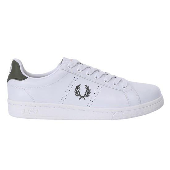 Zapatillas Fred Perry B721 Blancas De Piel Verde Con Ribete Largo - Image 1