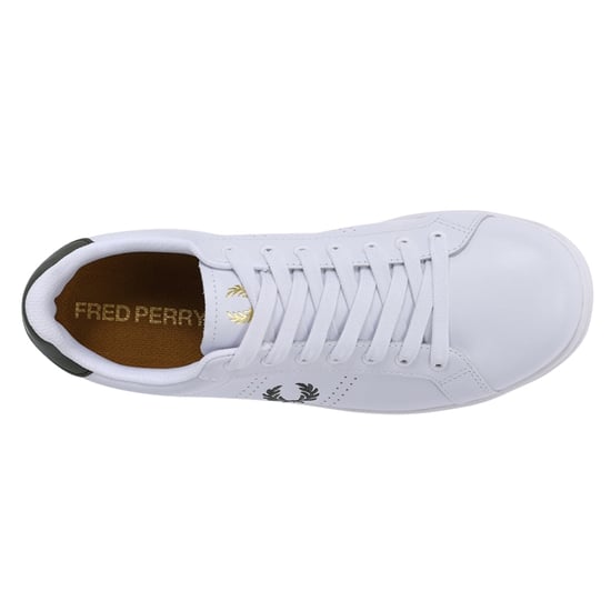 Zapatillas Fred Perry B721 Blancas De Piel Verde Con Ribete Largo - Image 4