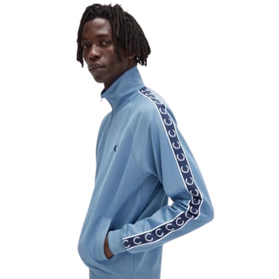 Chaqueta Deportiva Fred Perry Contrast Tape Color Azul Ceniza - Image 5