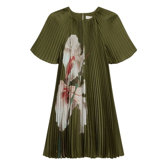 Vestido Corto Plisado Verde De Manga Corta Vinlaa De Ted Baker - Image 1