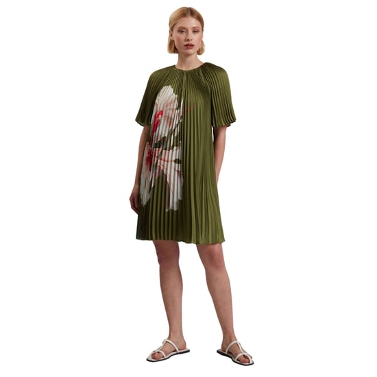 Vestido Corto Plisado Verde De Manga Corta Vinlaa De Ted Baker - Image 3