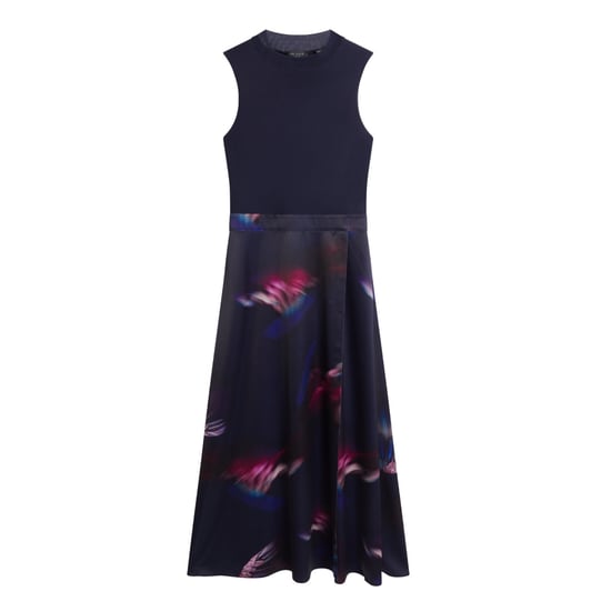 Vestido Azul Marino Estampado Con Cuello Alto De Jersey Marlyee De Ted Baker - Image 1