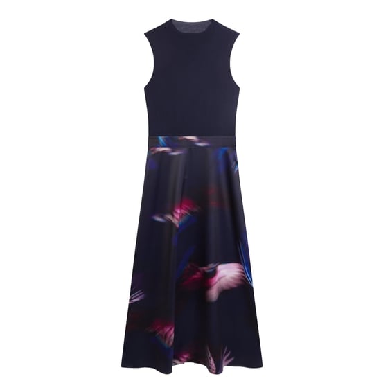 Vestido Azul Marino Estampado Con Cuello Alto De Jersey Marlyee De Ted Baker - Image 2